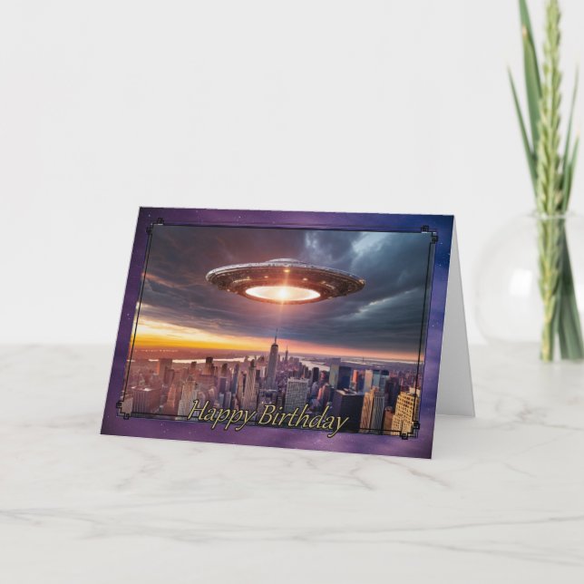 New York UFO Boy's Birthday Card Kort (Framsida)