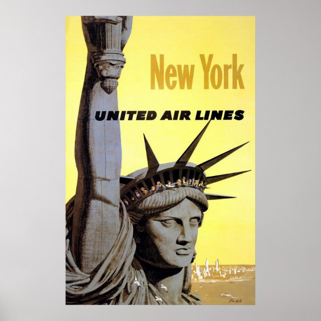 New York United Luft Linjer Frihetsgudinnan Poster (Framsidan)