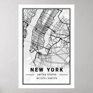 New York United Stater Cities Travel USA City Kart Poster