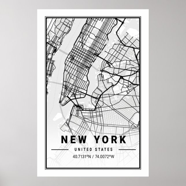 New York United Stater Cities Travel USA City Kart Poster (Framsidan)