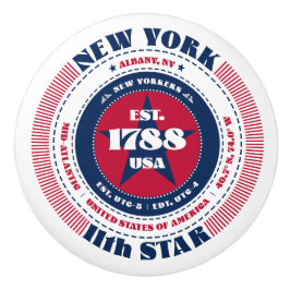 New York US State Rött vitt blått Typography Knopp