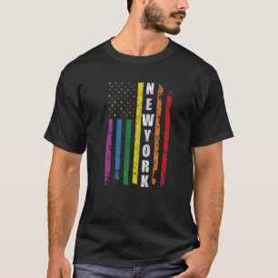 New York USA American Flagga Rainbow Gay Lgbt Prid T Shirt