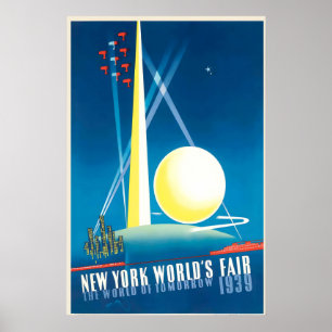 New York USA Amerika Världsutställning Vintage Res Poster