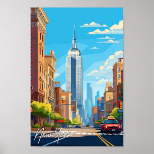 New York USA Art vintage resor illustration Poster