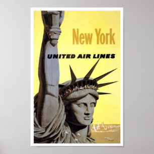 New York USA Aviation Airline Vintage resor Poster
