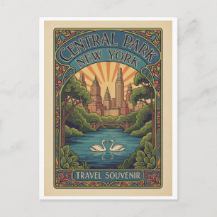 New York, USA – Central Park Retro 1910-tals stil Vykort