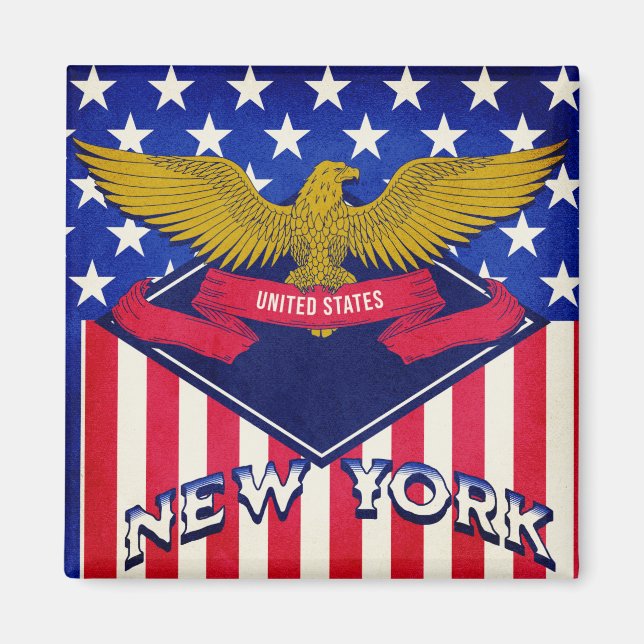 New York USA flagga Magnet (Framsidan)