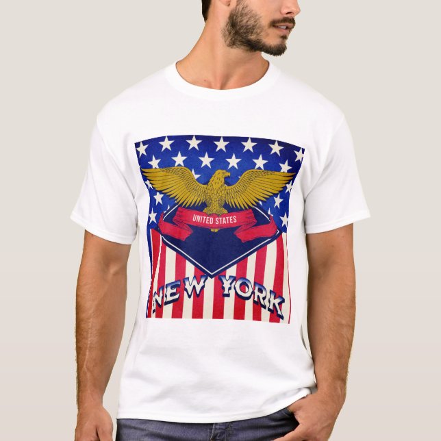 New York USA flagga T Shirt (Framsida)