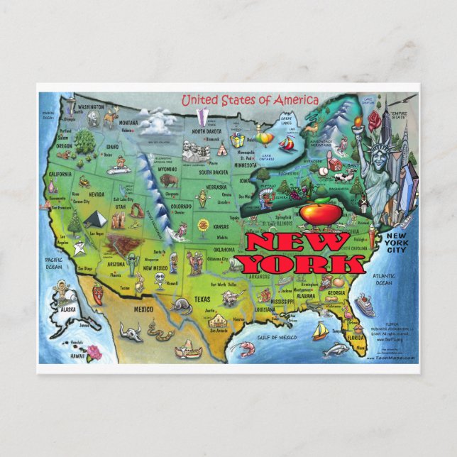 New York USA Karta Vykort (Framsida)