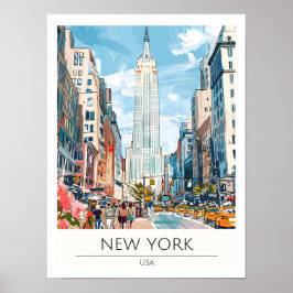 New York USA Konst Illustration Resa Poster