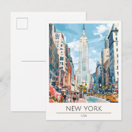 New York USA Konst Illustration Resa Vykort