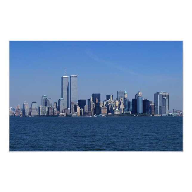 New York, USA. Siluett av downtown Manhattan Fototryck (Framsidan)