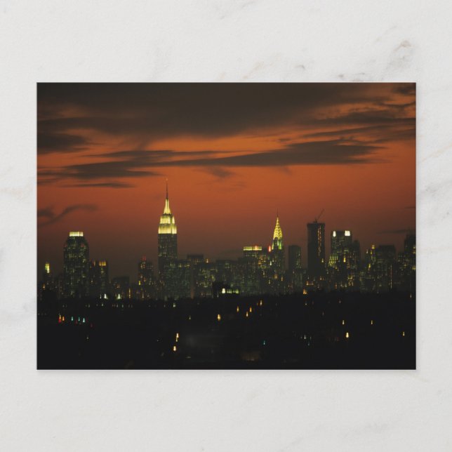 New York, USA. Siluett av Uptown Manhattan 2 Vykort (Framsida)