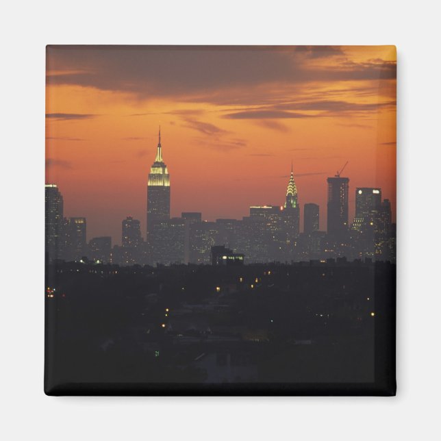 New York, USA. Siluett av Uptown Manhattan Magnet (Framsidan)