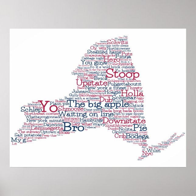 New York USA Slang Ord Art Karta Poster (Framsidan)