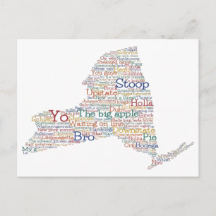 New York USA Slang Ord Art Karta Vykort