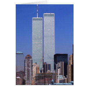 New York, USA. Tvilling torn i berömden Hälsningskort