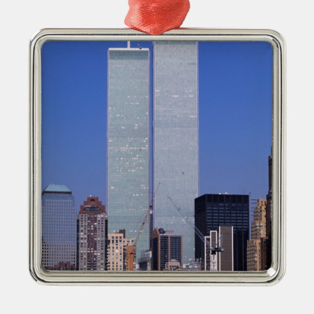 New York, USA. Tvilling torn i berömden Julgransprydnad Metall (Framsidan)