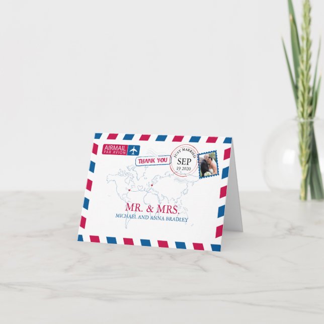 NEW YORK USA & TYSKLANT flygpostbrölloptack Tack Kort (Framsida)