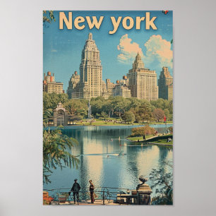 New York USA Vintage Berömd Travel Ställe Poster