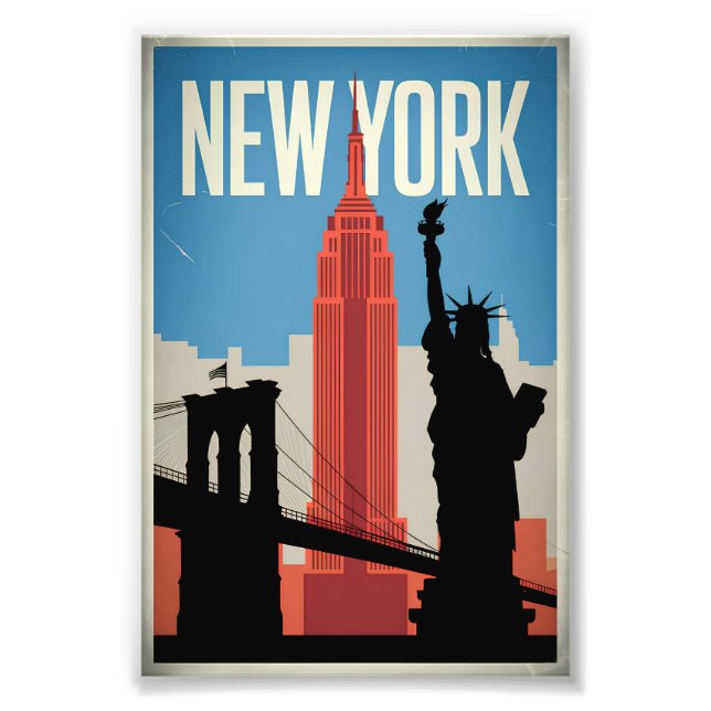 New York USA vintage Fototryck (Framsidan)