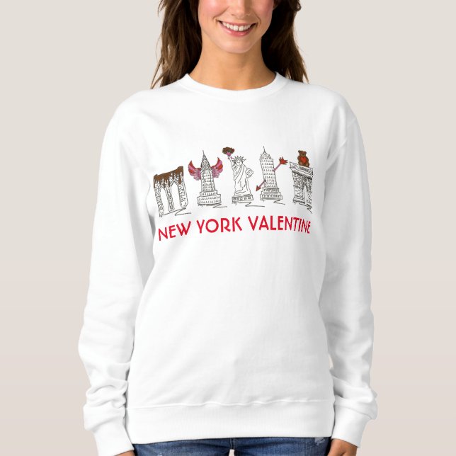 New York Valentine Kärlek NYC Byggnad Landmarks Tee (Framsida)