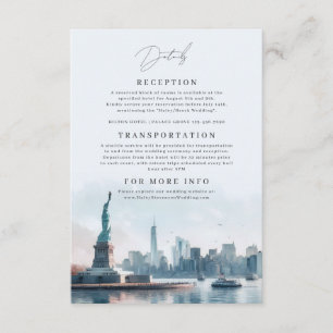 New York Vattenfärg Illustration Siluett Bröllop Tilläggskort