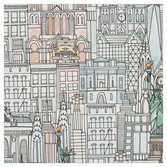 New York vattenfärg Tyg (Provkarta)