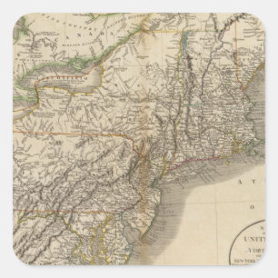 New York, Vermont, New Hampshire, etc. Fyrkantigt Klistermärke