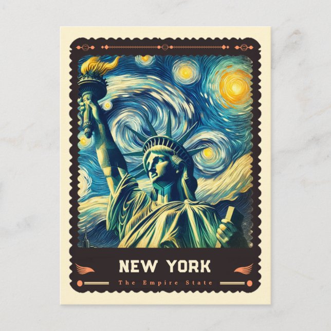 New York | Vincent Van Gogh Inspired Vykort (Framsida)