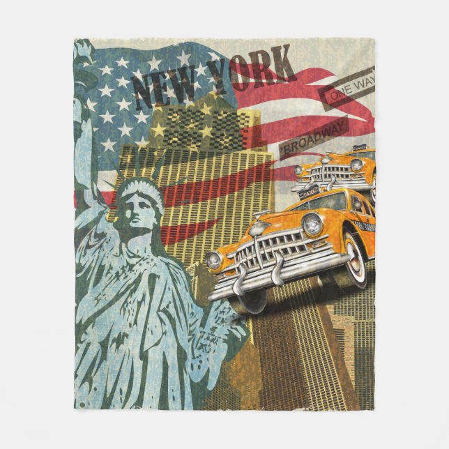 New York vintage affisch. Fleecefilt (Framsidan)