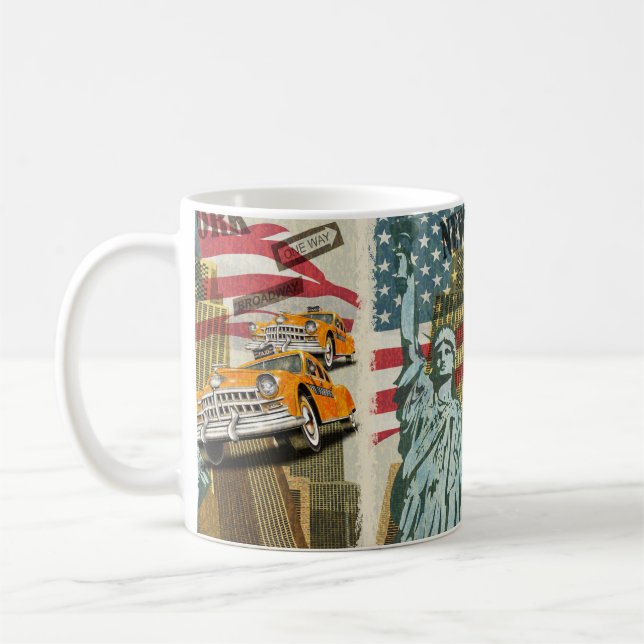 New York vintage affisch. Kaffemugg (Vänster)