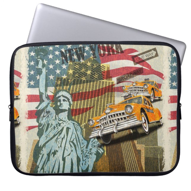 New York vintage affisch. Laptop Fodral (Framsidan)