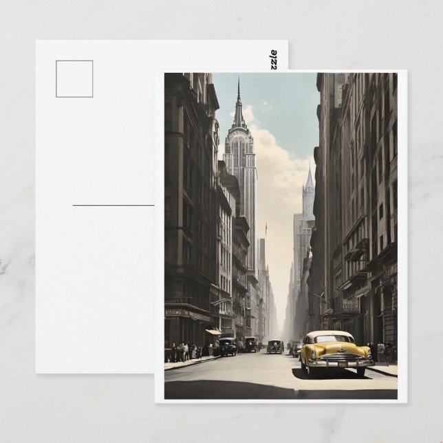 New York vintage affisch Vykort (Fram/baksida)