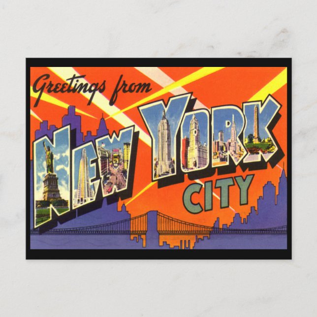 New York Vintage Greetings vykort (Framsida)