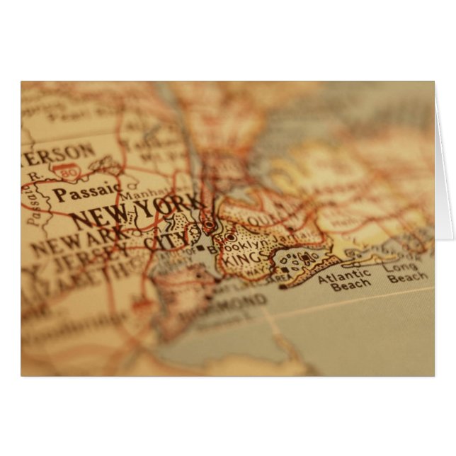 NEW YORK Vintage Karta Hälsningskort (Framsidan Horizontal)