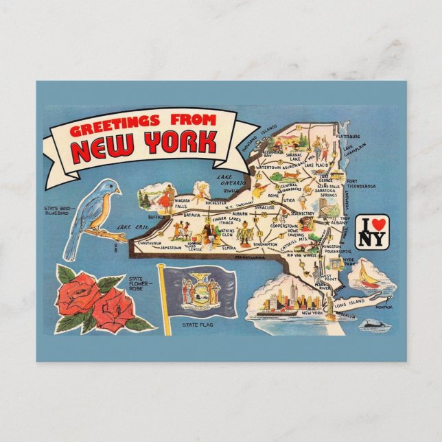New York Vintage Karta  Vykort (Framsida)