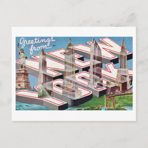 New York Vintage Landmärken Postkort Vykort
