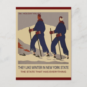 New York Vintage resor Poster Ski Vykort