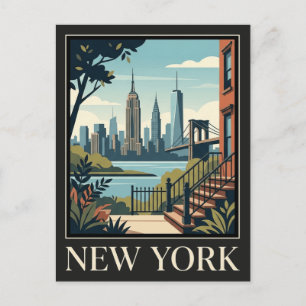 New York Vintage Retro Resa Vykort