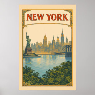 New York Vintage Siluett Resa Poster