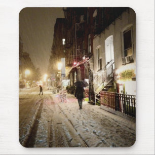 New York vinter - snö på den lägre östliga sid Musmatta
