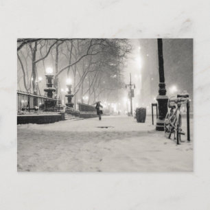 New York vintern - Snöig natt - Bryant Park Vykort