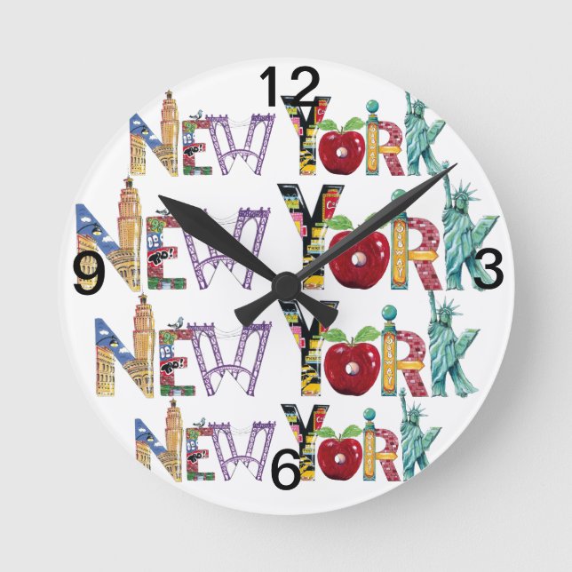 New York Wall Clock Rund Klocka (Framsida)