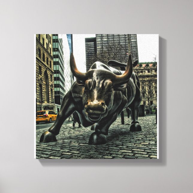New York Wall street Bull på canvas (Framsida)