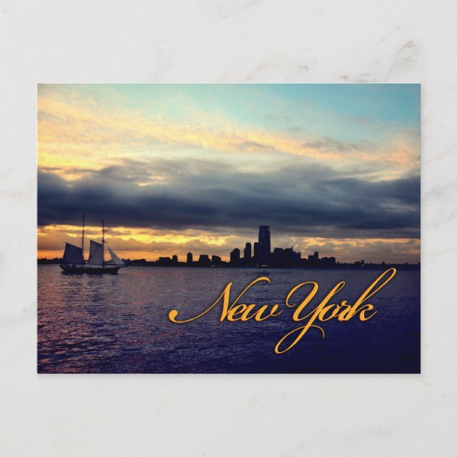 New York Waterfront Sunset-vykort Vykort (Framsida)