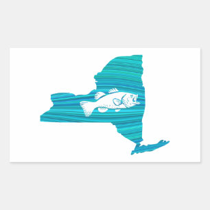 New York Wave Fishing Rektangulärt Klistermärke