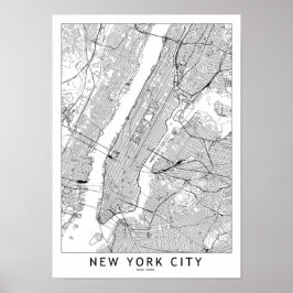 New York White Karta Poster