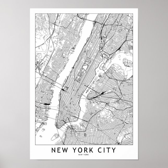New York White Karta Poster (Framsidan)