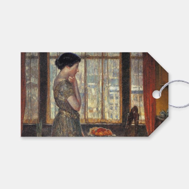 New York Window in Winter (av Childe Hassam) Presentetikett (Framsidan (Horisontell))